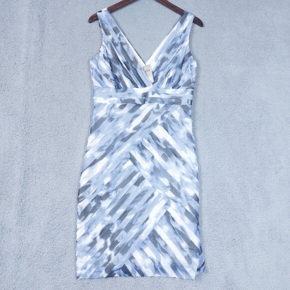Ann Taylor Dresses & Skirts - Ann Taylor Sheath Dress Women 8 Blue White Chiffon Sleeveless Party Cocktail NWT